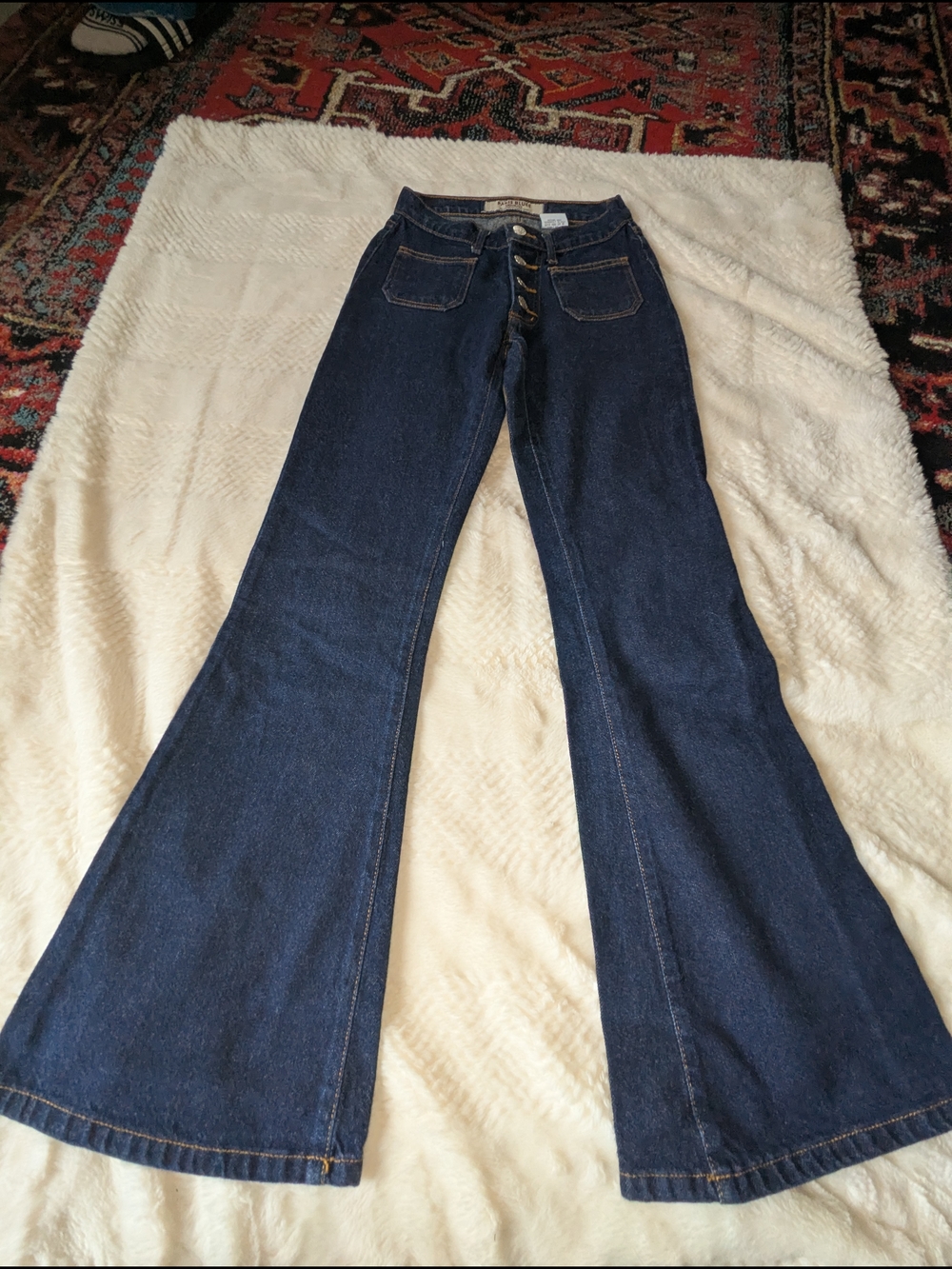 Paris Blues Dark Blue High-Rise Flare Jeans